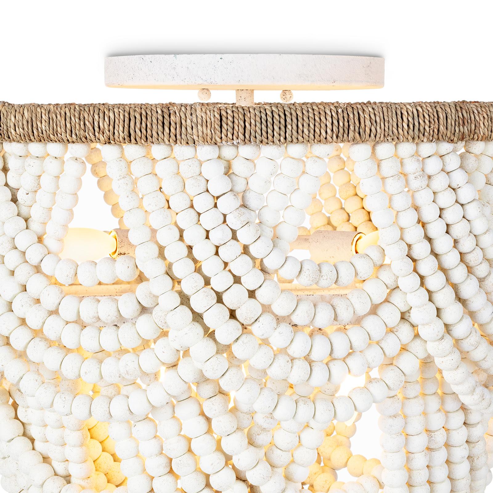 Lorelei Wood Bead Flush Mount | White