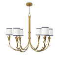 River Reed Chandelier Small | Antique Gold Leaf | Navy Shade