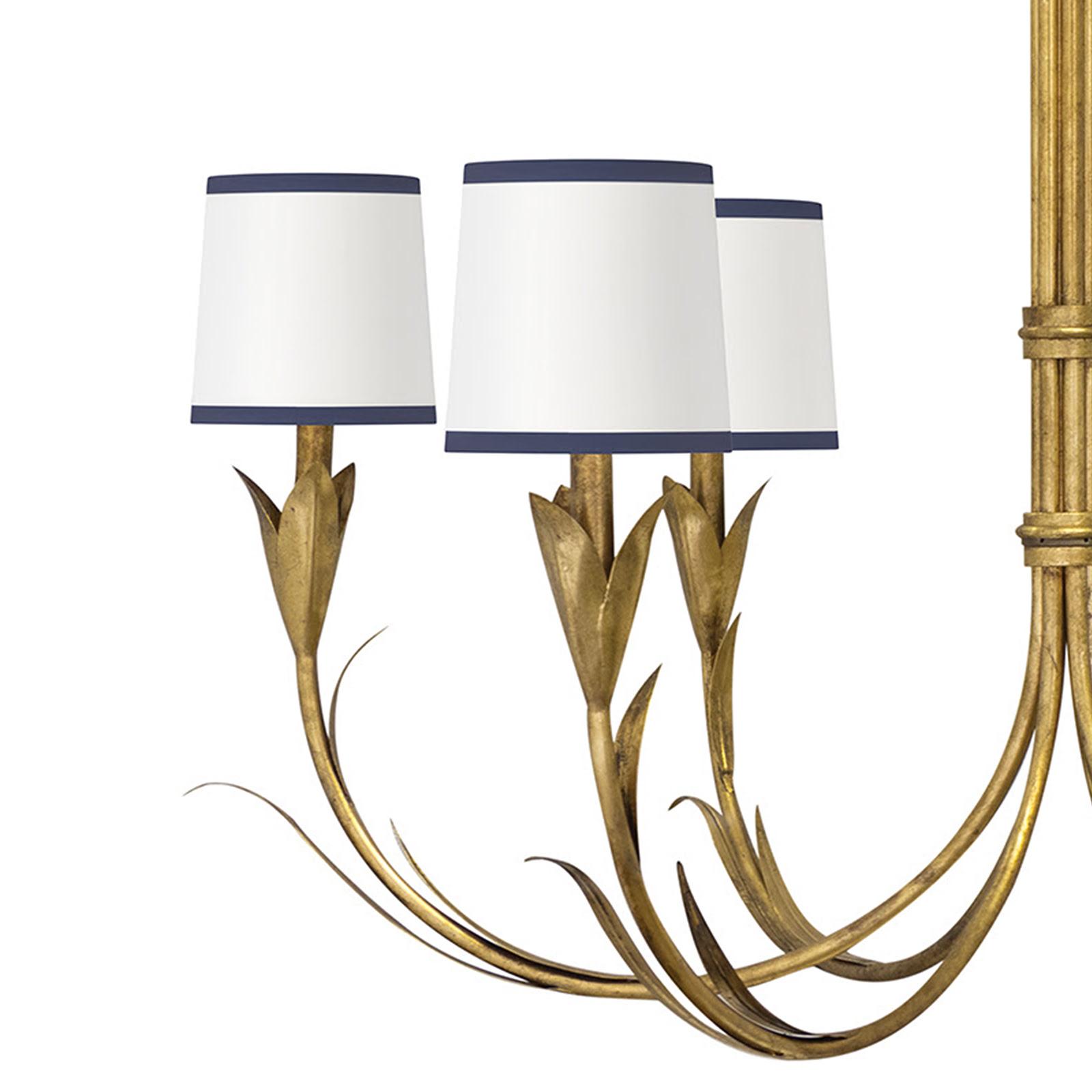 River Reed Chandelier Small | Antique Gold Leaf | Navy Shade