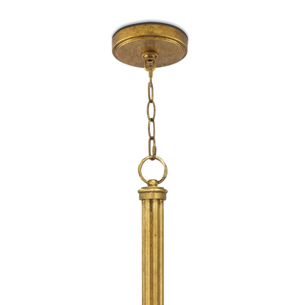 River Reed Chandelier Small | Antique Gold Leaf | Navy Shade