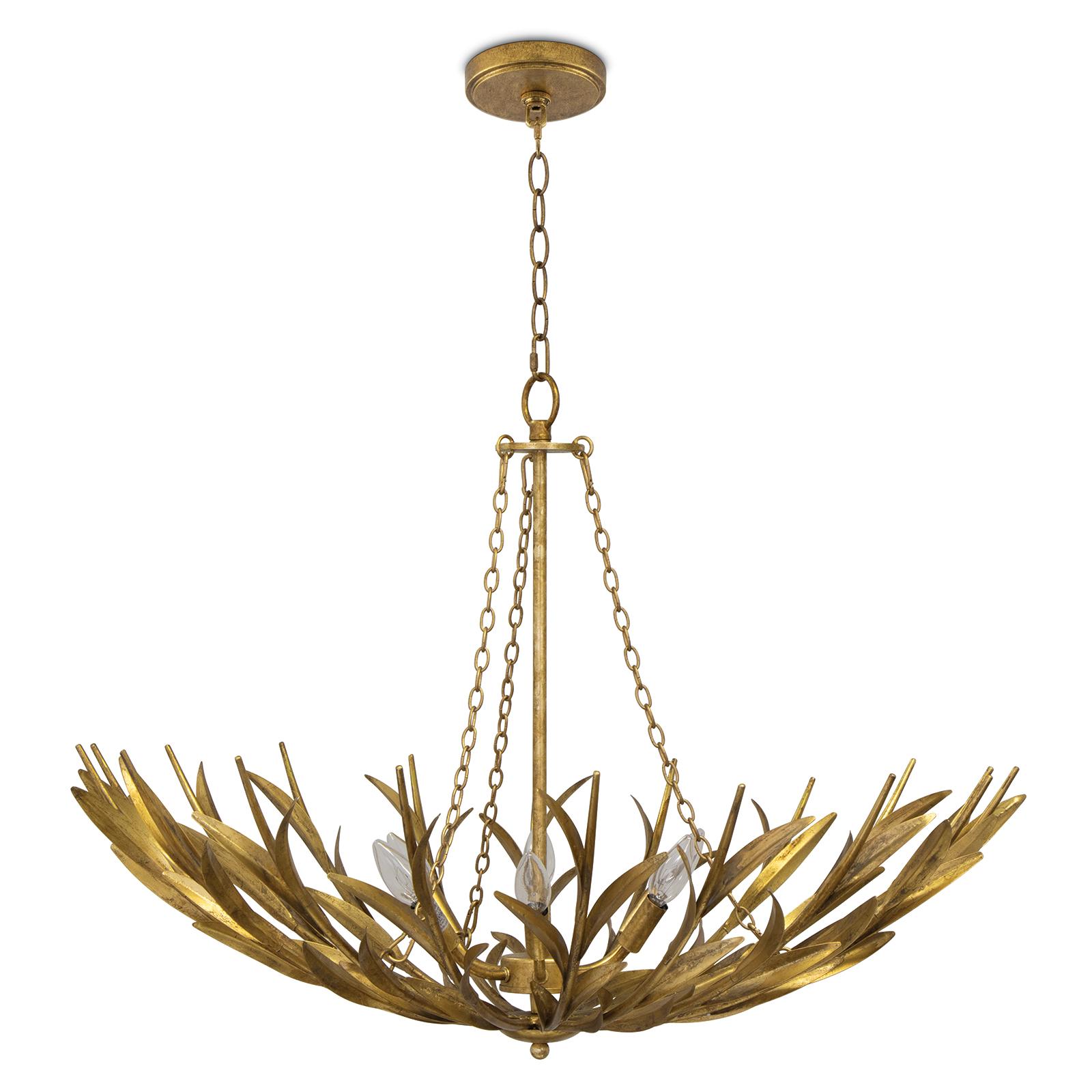 River Reed Basin Chandelier | Antique Gold Leaf
