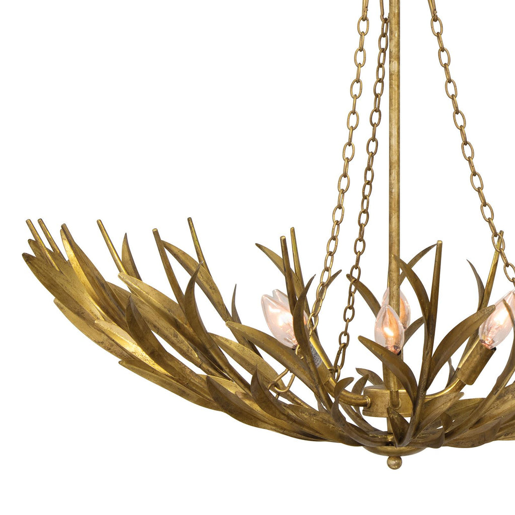 River Reed Basin Chandelier | Antique Gold Leaf