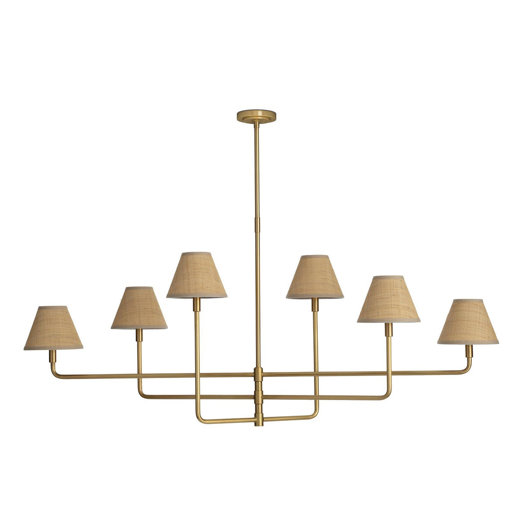 Polly Metal Chandelier | Natural Brass | Rattan Shades
