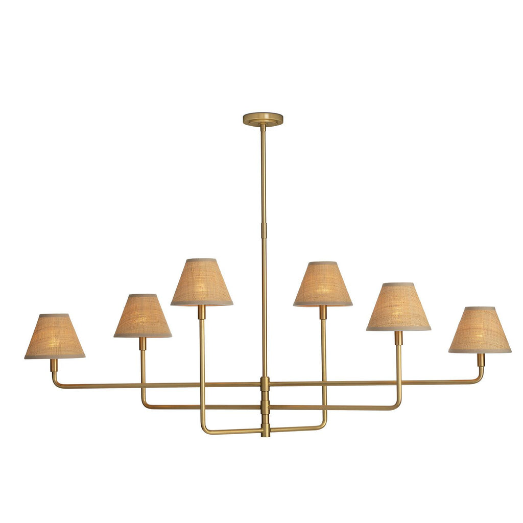 Polly Metal Chandelier | Natural Brass | Rattan Shades
