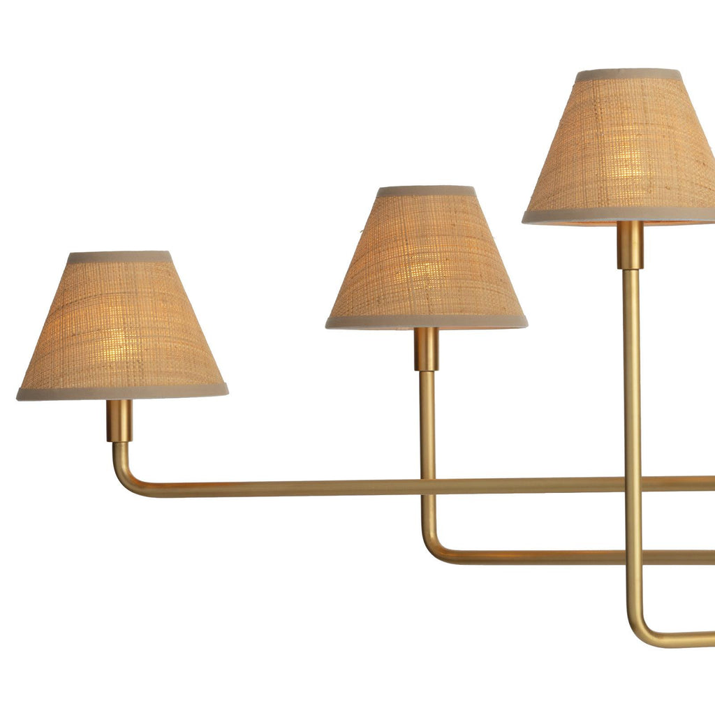 Polly Metal Chandelier | Natural Brass | Rattan Shades