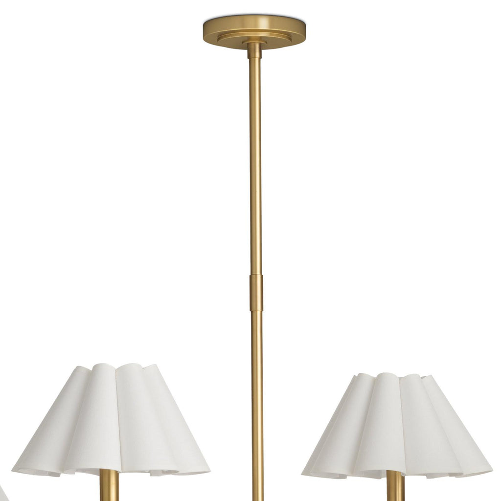 Polly Metal Chandelier | Natural Brass | White Scalloped Shade