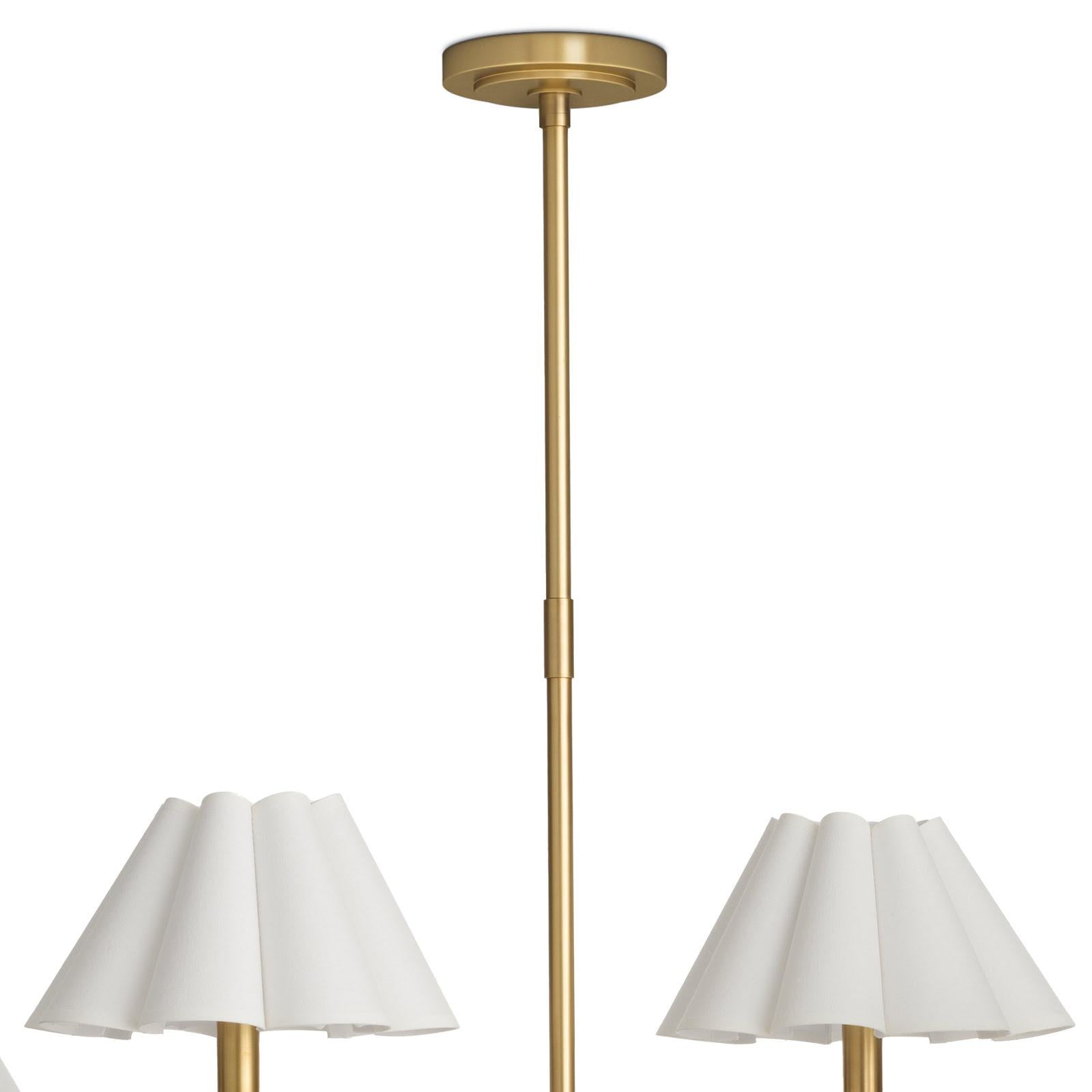 Polly Metal Chandelier | Natural Brass | White Scalloped Shade