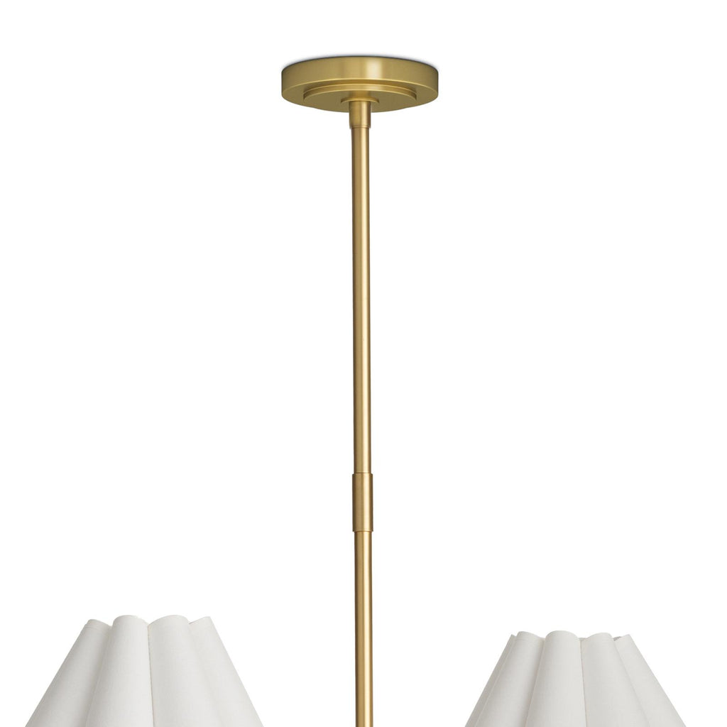 Polly Metal Chandelier | Natural Brass | White Scalloped Shade