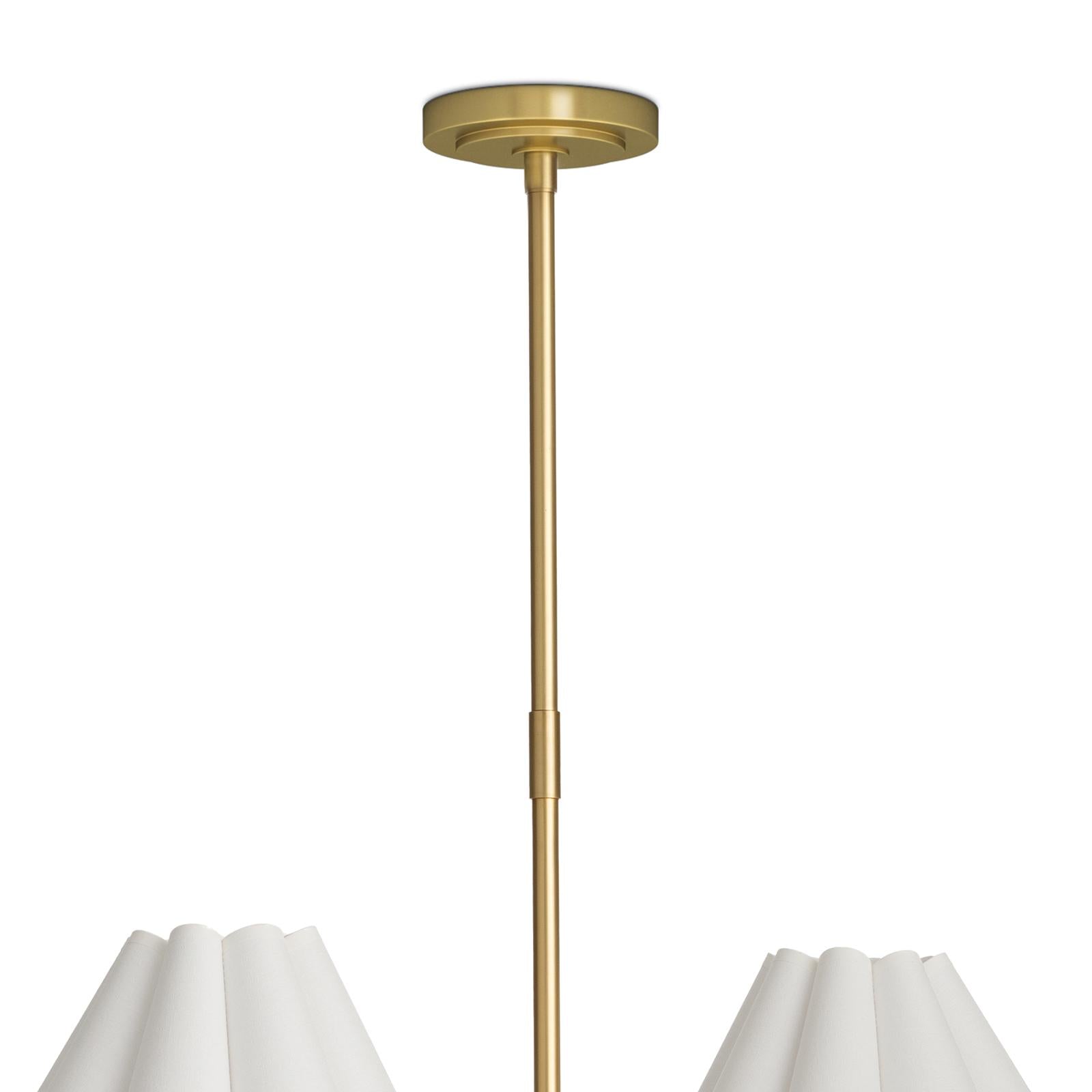 Polly Metal Chandelier | Natural Brass | White Scalloped Shade