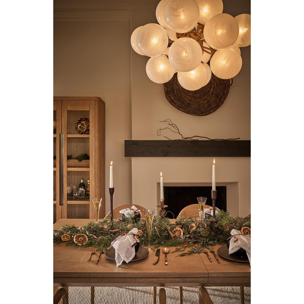 Shine Chandelier | Natural Brass | Swirl Glass