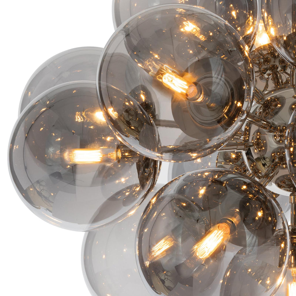 Shine Chandelier | Polished Nickel | Smoke Glass