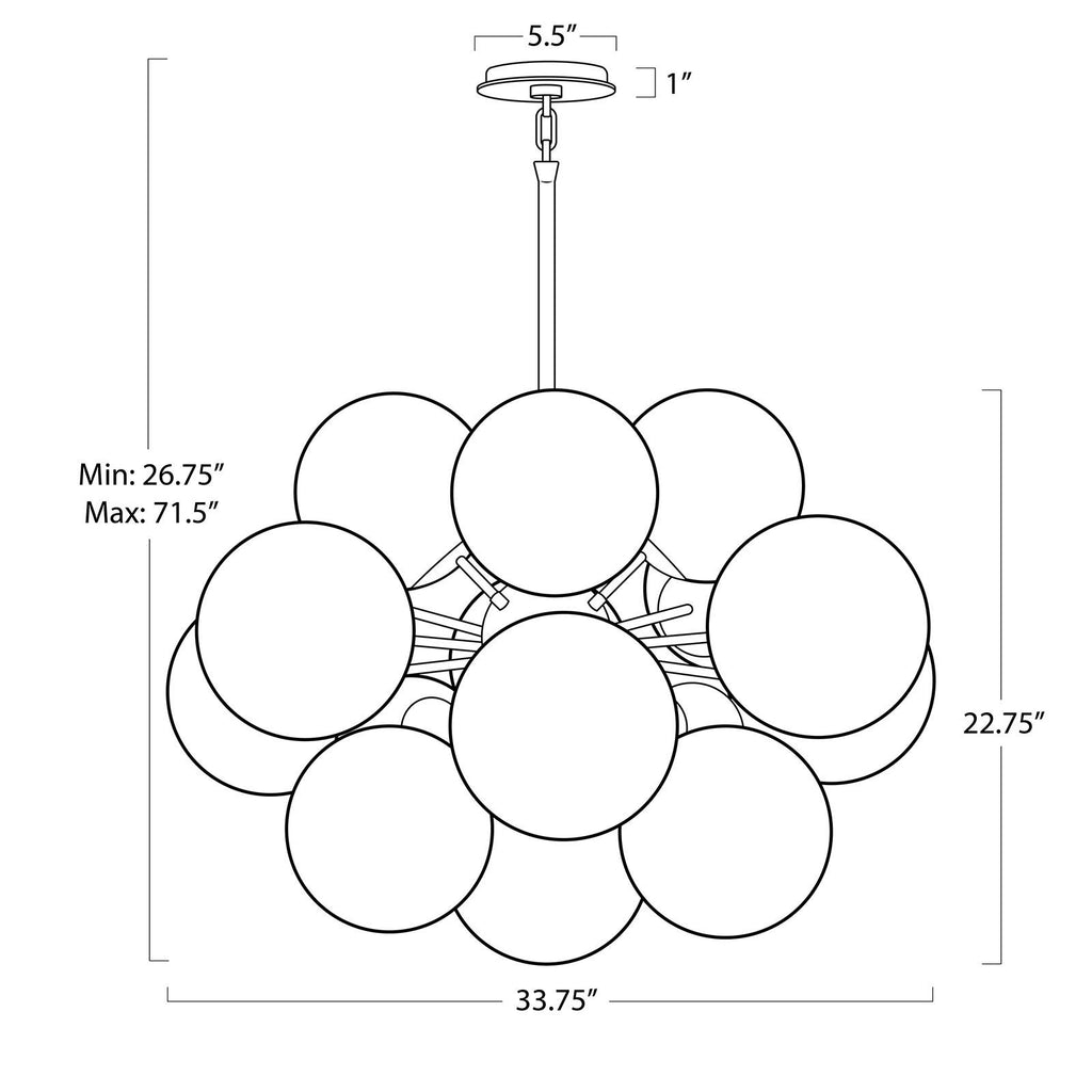 Shine Chandelier | Polished Nickel | Smoke Glass