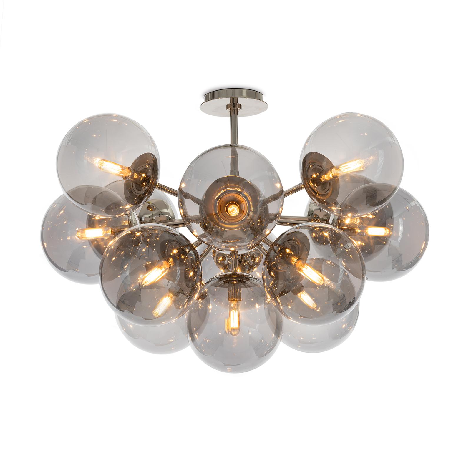 Shine Flush Mount | Polished Nickel | Smoke Glass