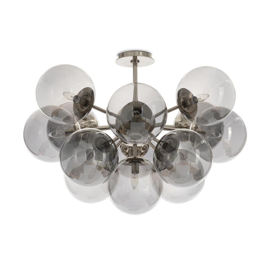 Shine Flush Mount | Polished Nickel | Smoke Glass