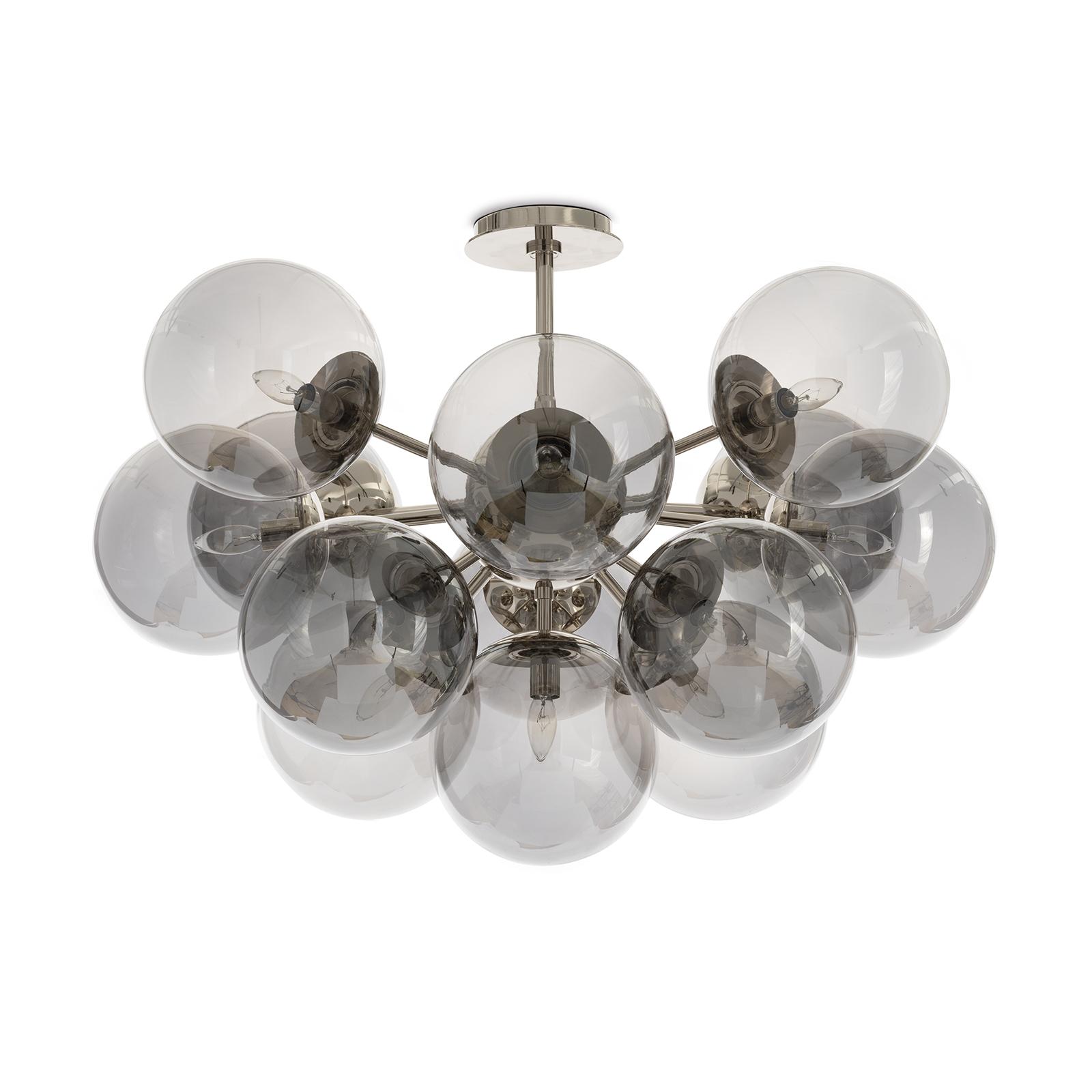 Shine Flush Mount | Polished Nickel | Smoke Glass