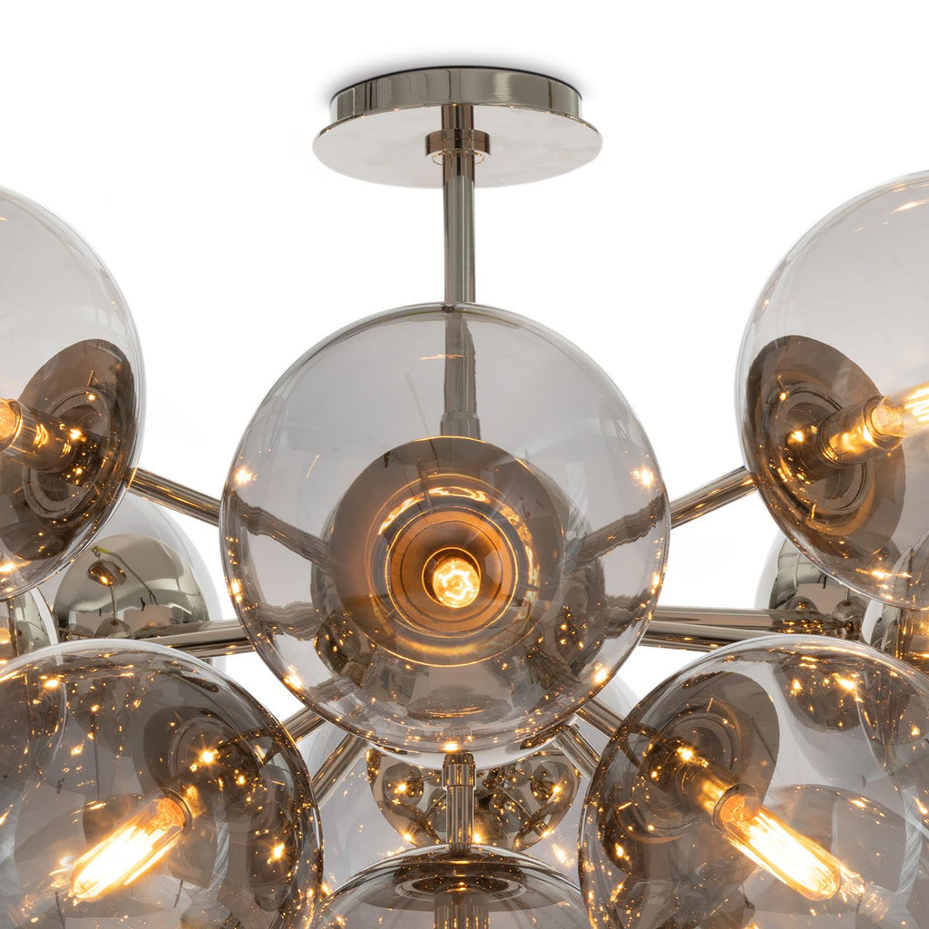 Shine Flush Mount | Polished Nickel | Smoke Glass