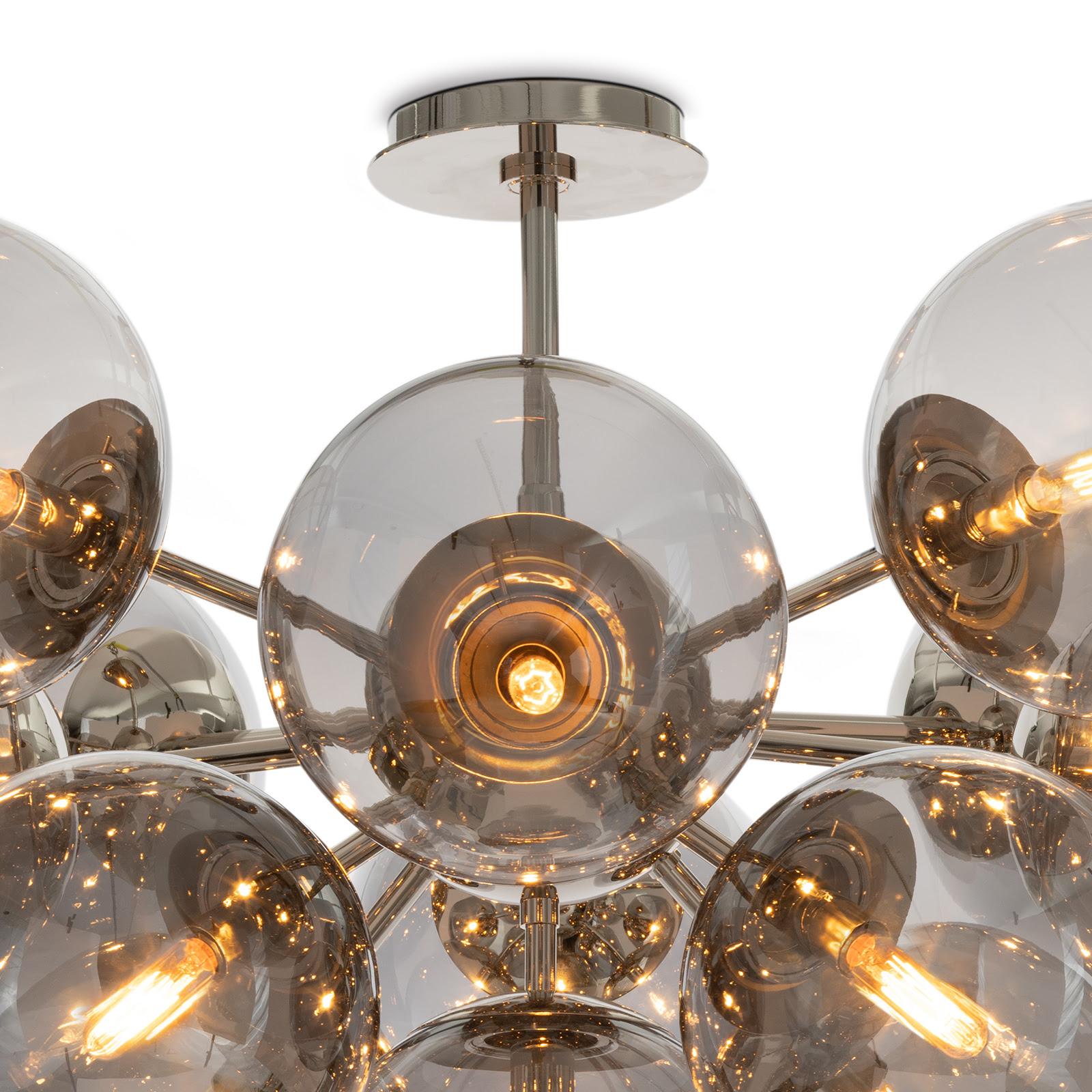Shine Flush Mount | Polished Nickel | Smoke Glass