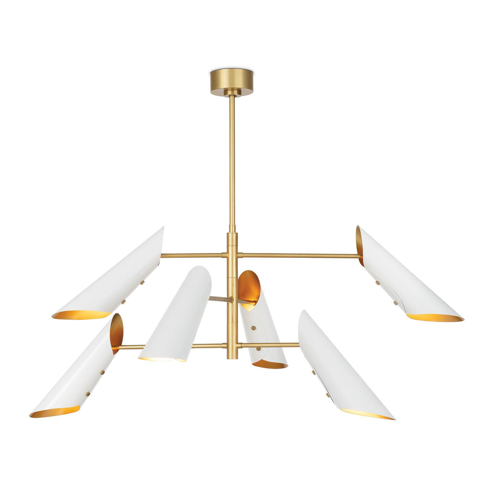 Vest Chandelier | White and Natural Brass