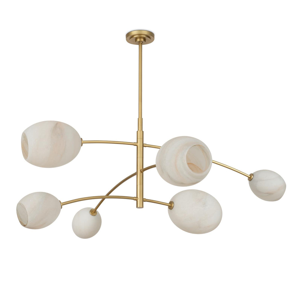 Artemis Chandelier | Natural Brass | Alabaster Glass