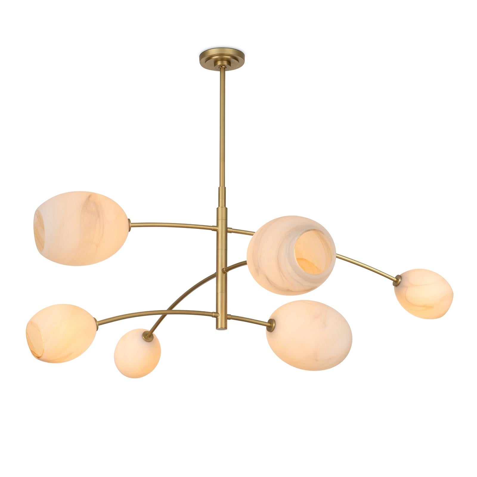 Artemis Chandelier | Natural Brass | Alabaster Glass