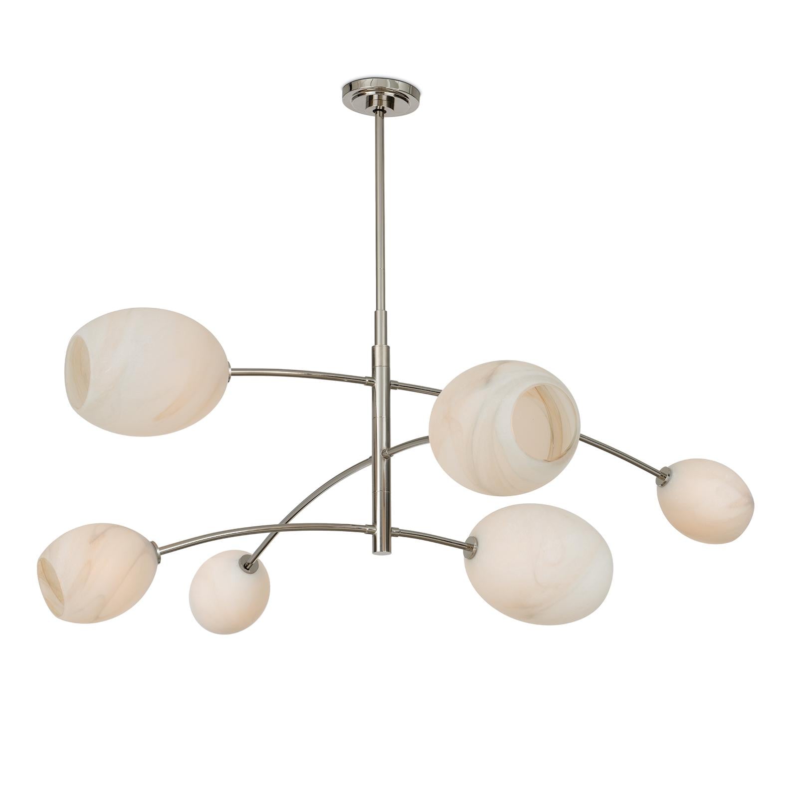 Artemis Chandelier | Polished Nickel | Alabaster Glass