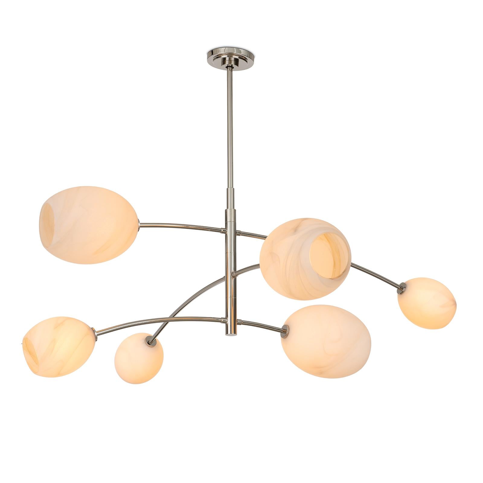Artemis Chandelier | Polished Nickel | Alabaster Glass