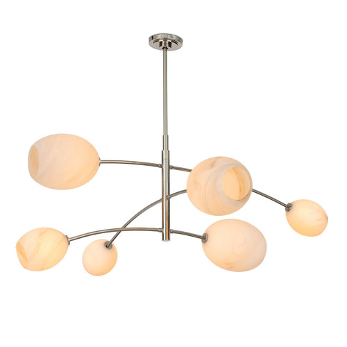 Artemis Chandelier | Polished Nickel | Alabaster Glass