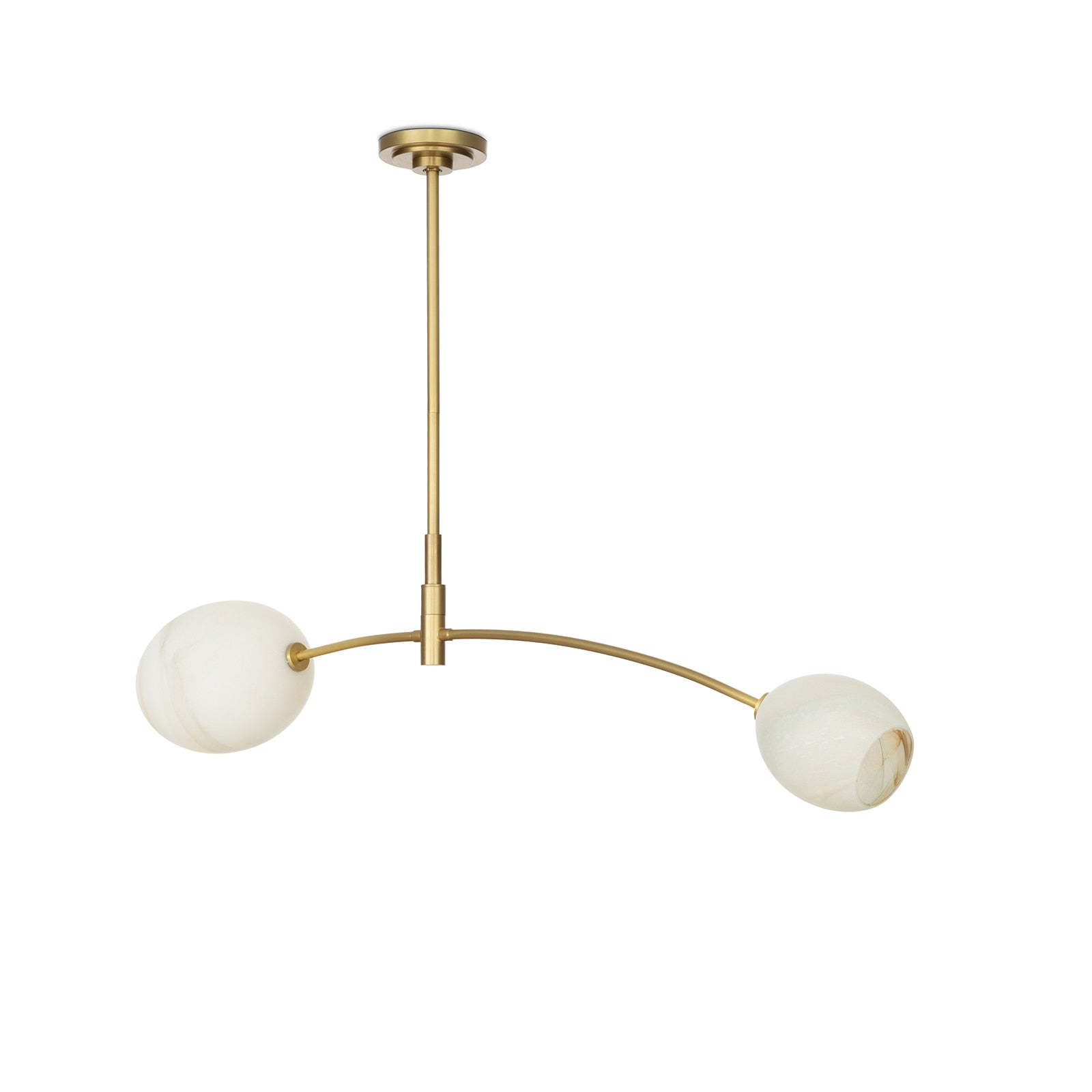 Artemis Pendant Double | Natural Brass | Alabaster Glass
