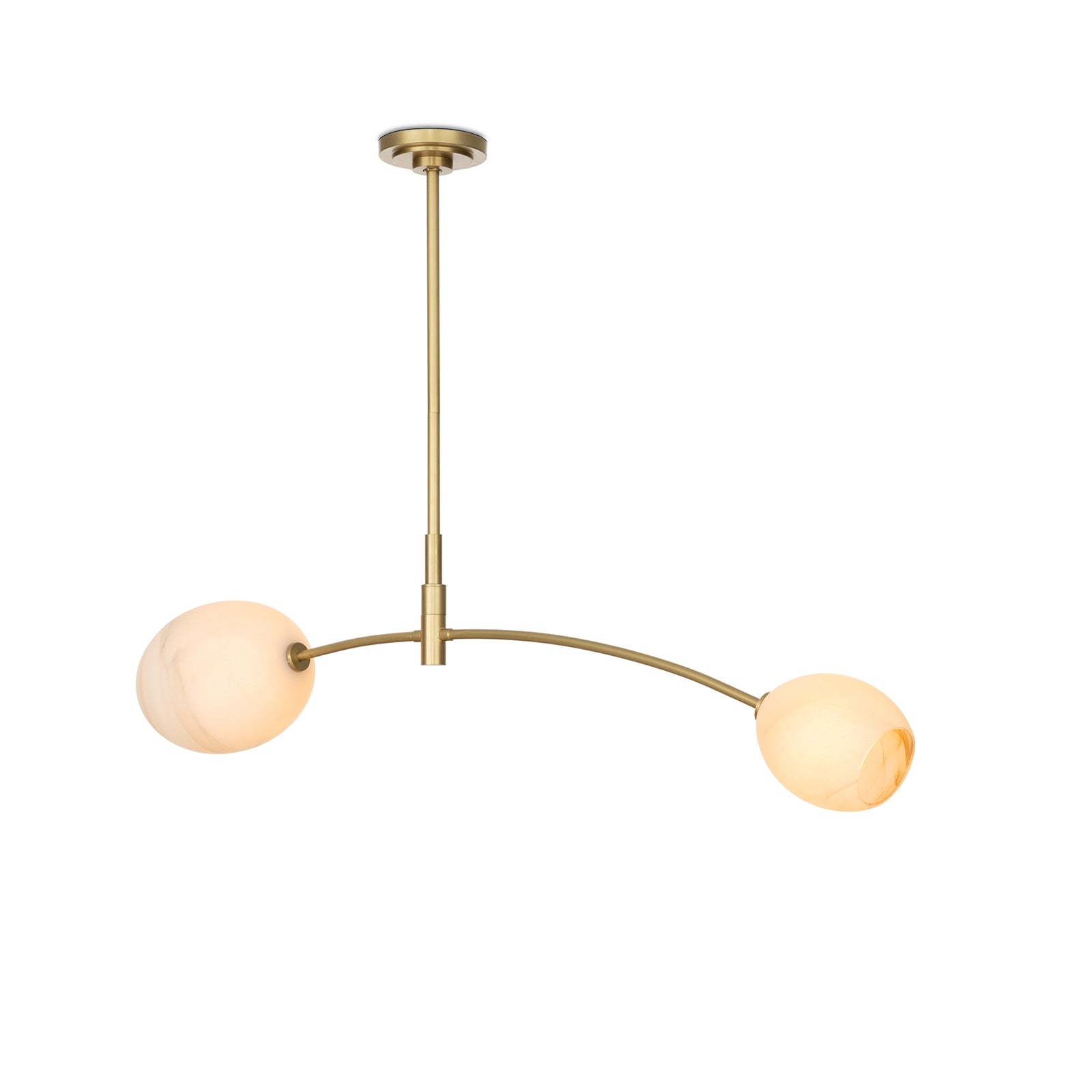 Artemis Pendant Double | Natural Brass | Alabaster Glass