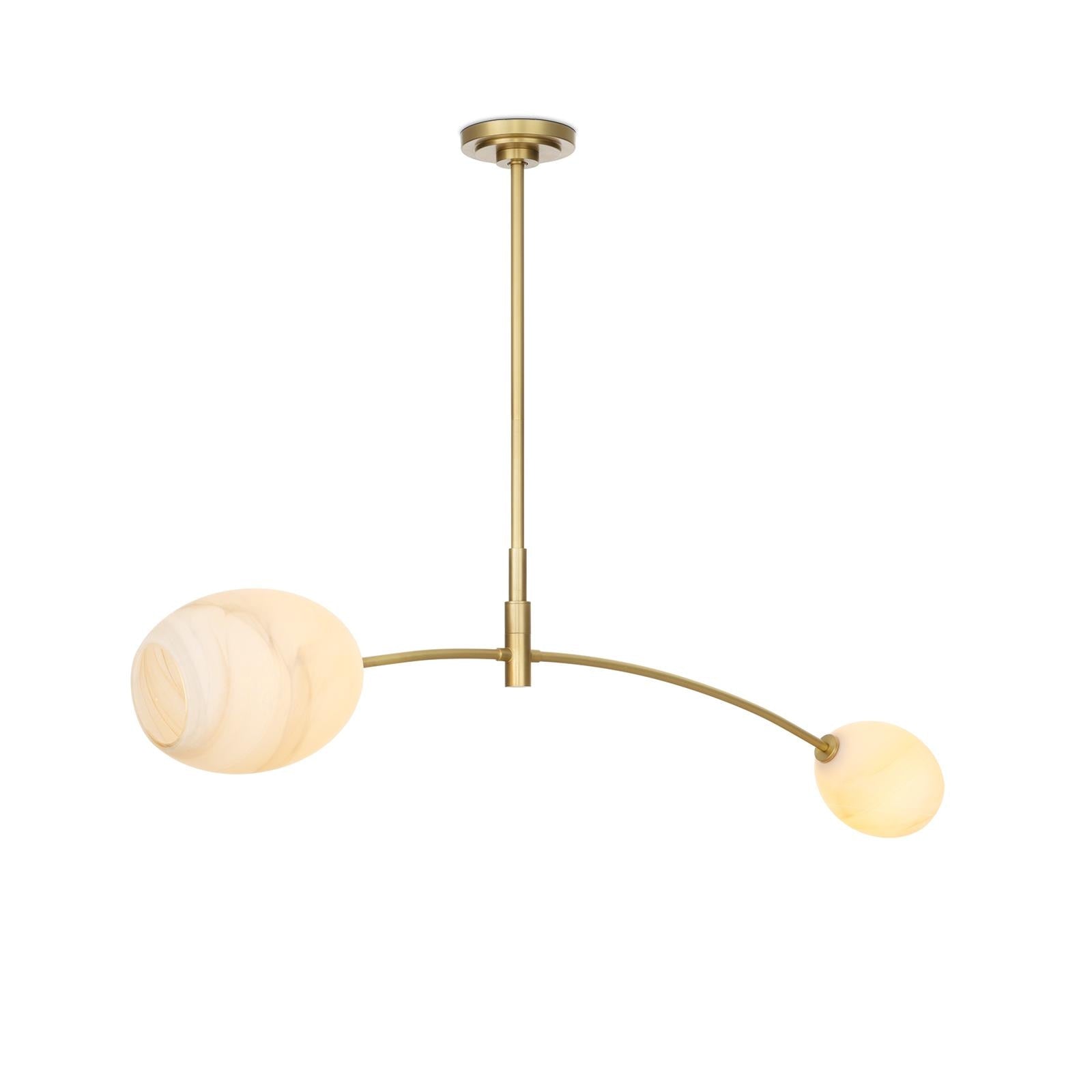 Artemis Pendant Double | Natural Brass | Alabaster Glass