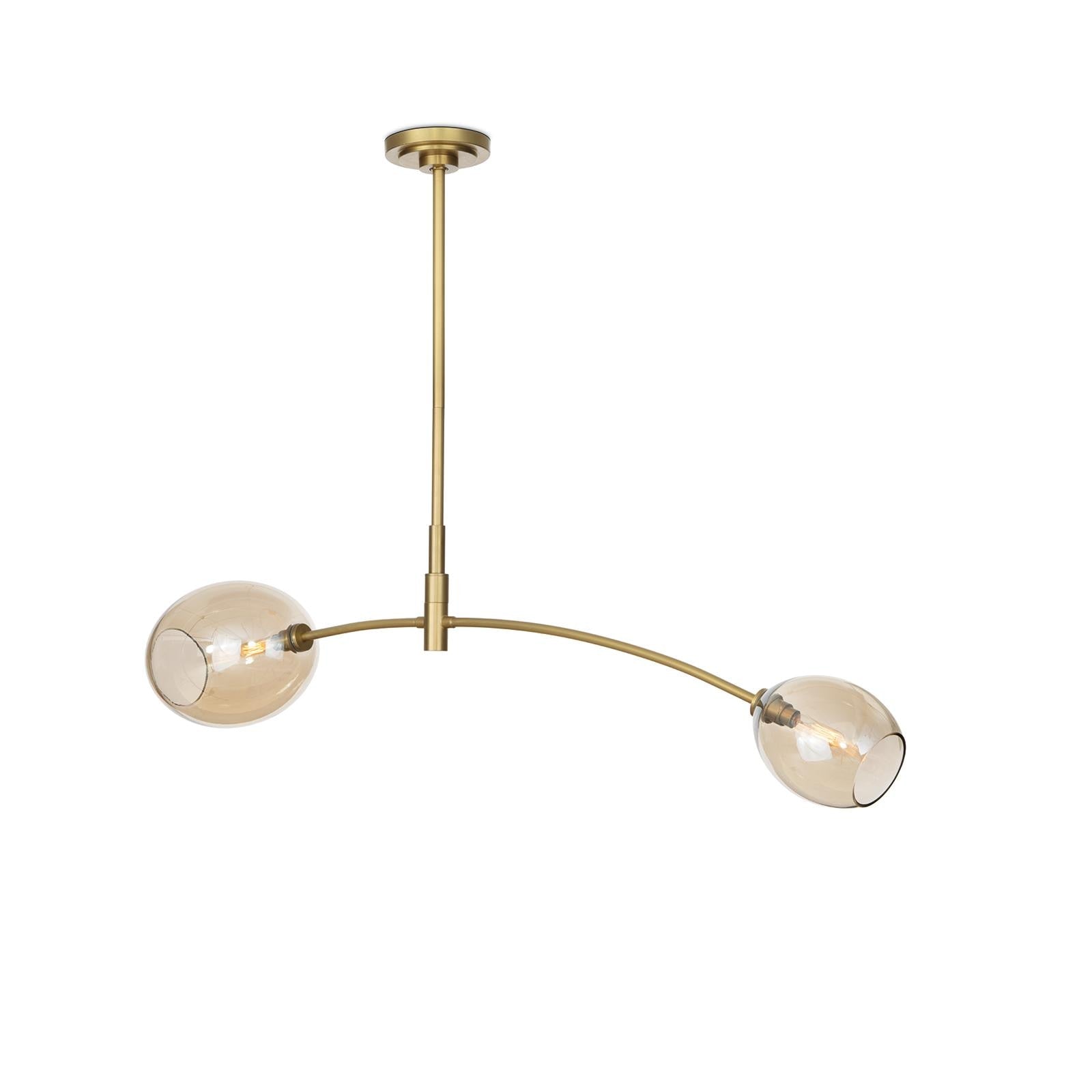 Artemis Pendant Double | Natural Brass | Champagne Glass
