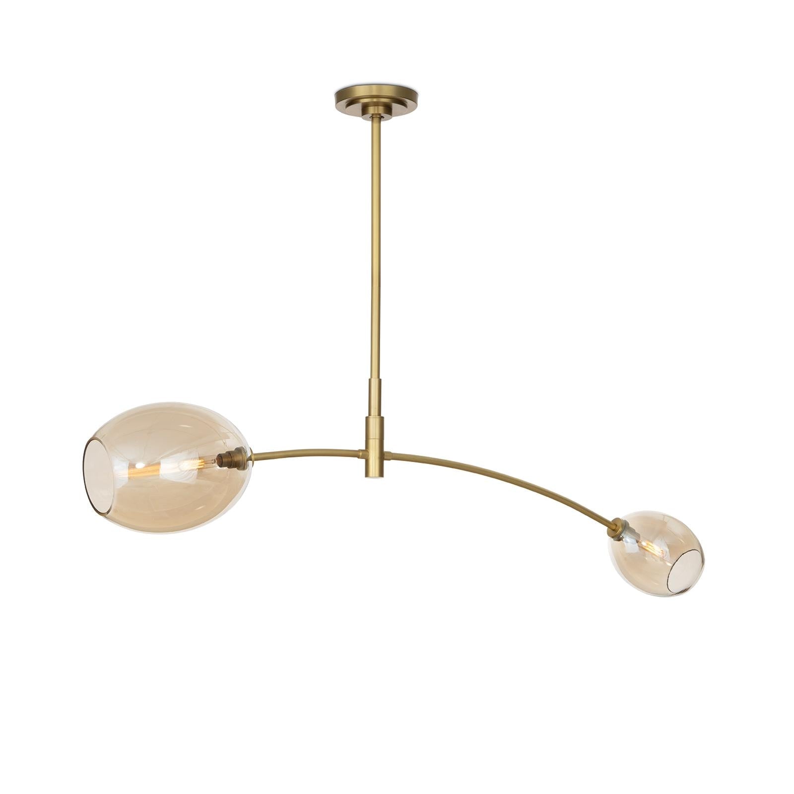 Artemis Pendant Double | Natural Brass | Champagne Glass