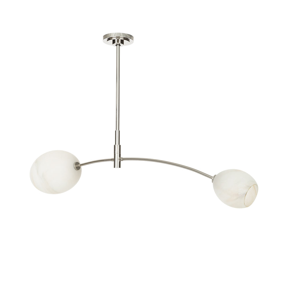 Artemis Pendant Double | Polished Nickel | Alabaster Glass