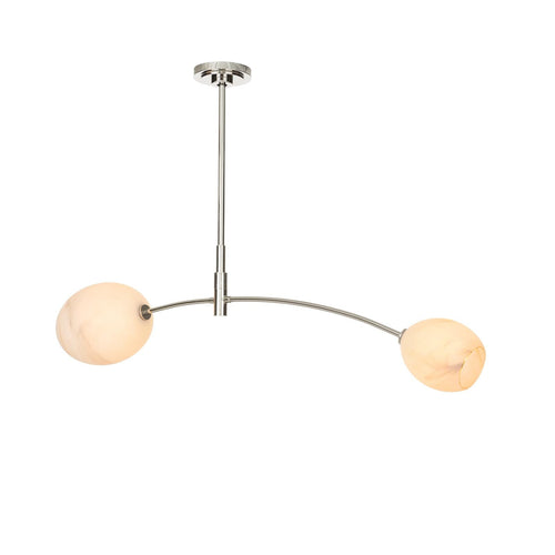 Artemis Pendant Double | Polished Nickel | Alabaster Glass
