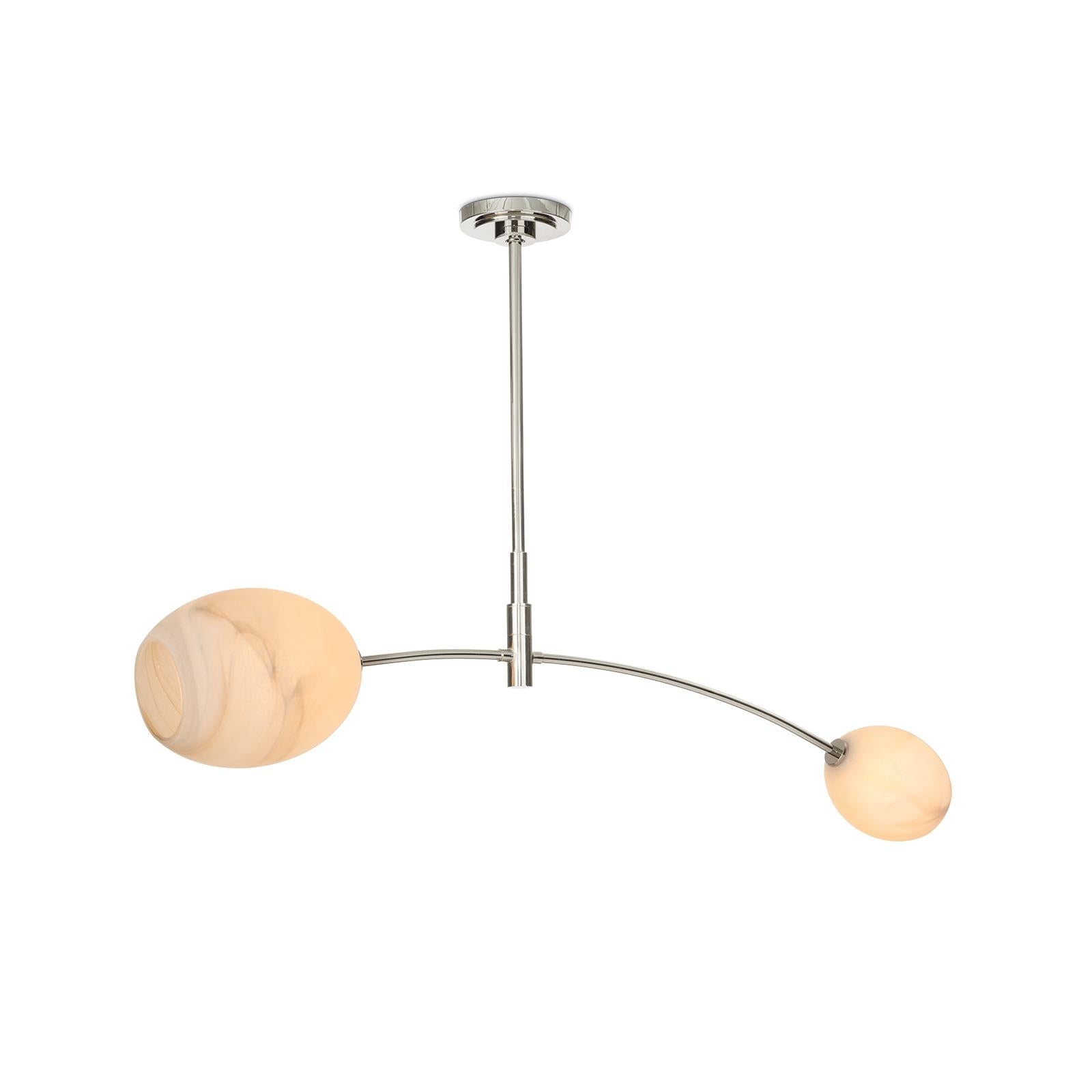 Artemis Pendant Double | Polished Nickel | Alabaster Glass