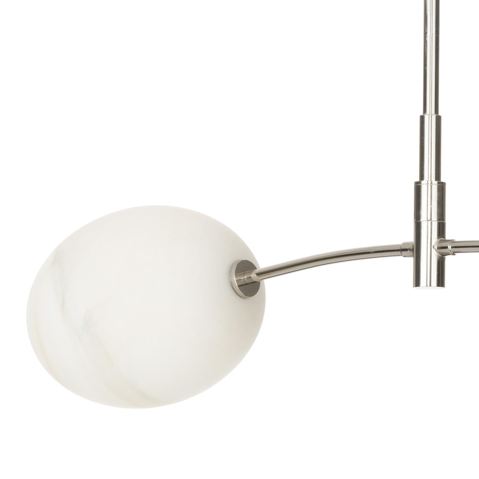 Artemis Pendant Double | Polished Nickel | Alabaster Glass