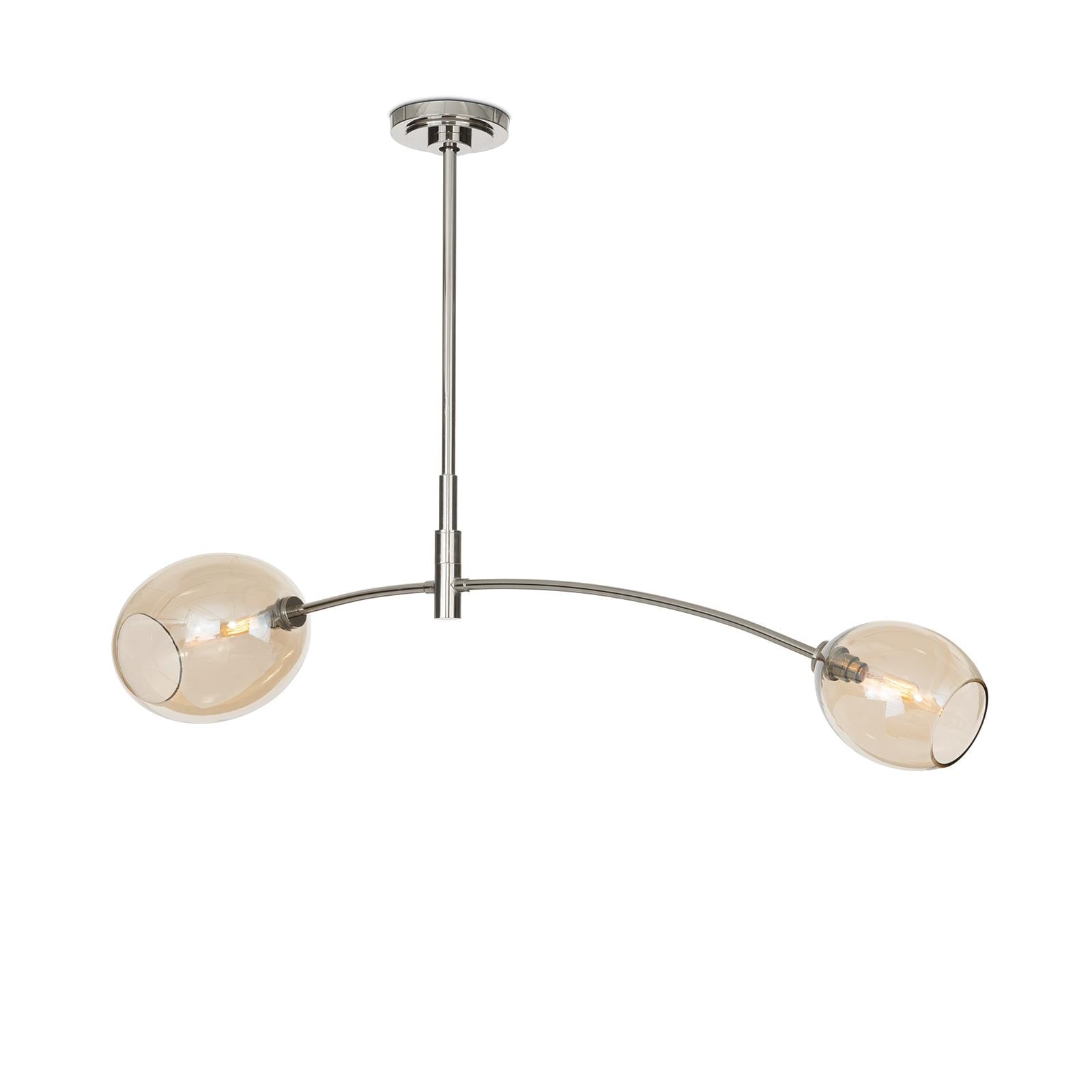 Artemis Pendant Double | Polished Nickel | Champagne Glass