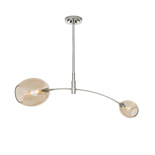 Artemis Pendant Double | Polished Nickel | Champagne Glass