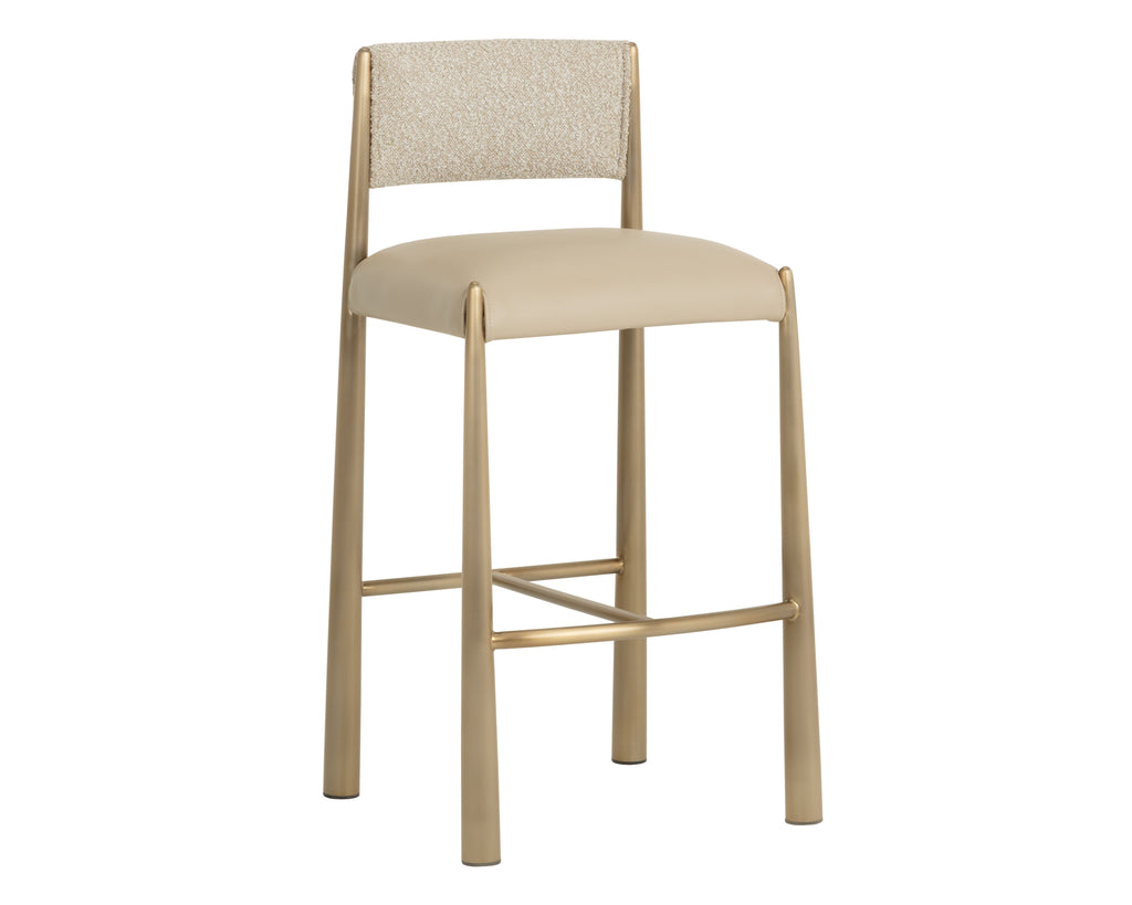 Bayard Barstool - Antique Brass - Napa Beige / Santa Cruz Oatmeal