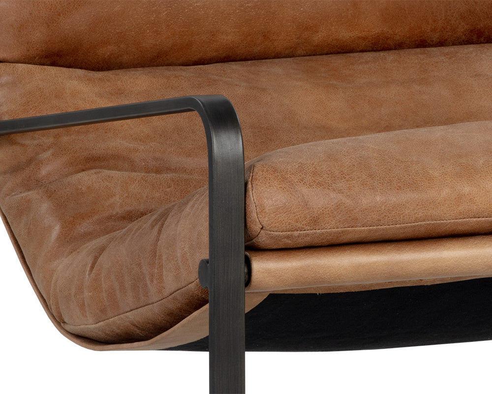 Zancor Lounge Chair - Gunmetal - Tan Leather