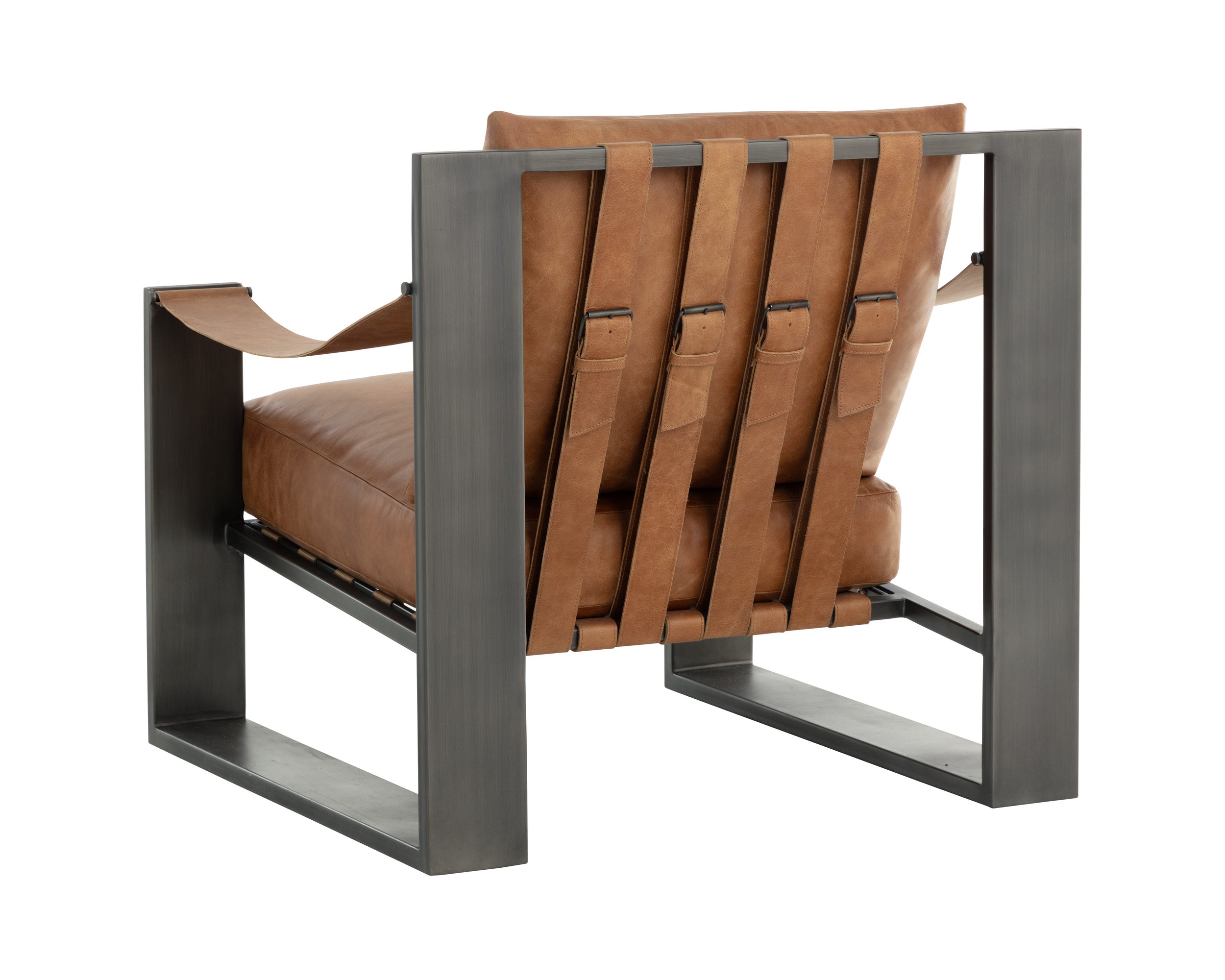 Berke Lounge Chair - Gunmetal - Tan Leather