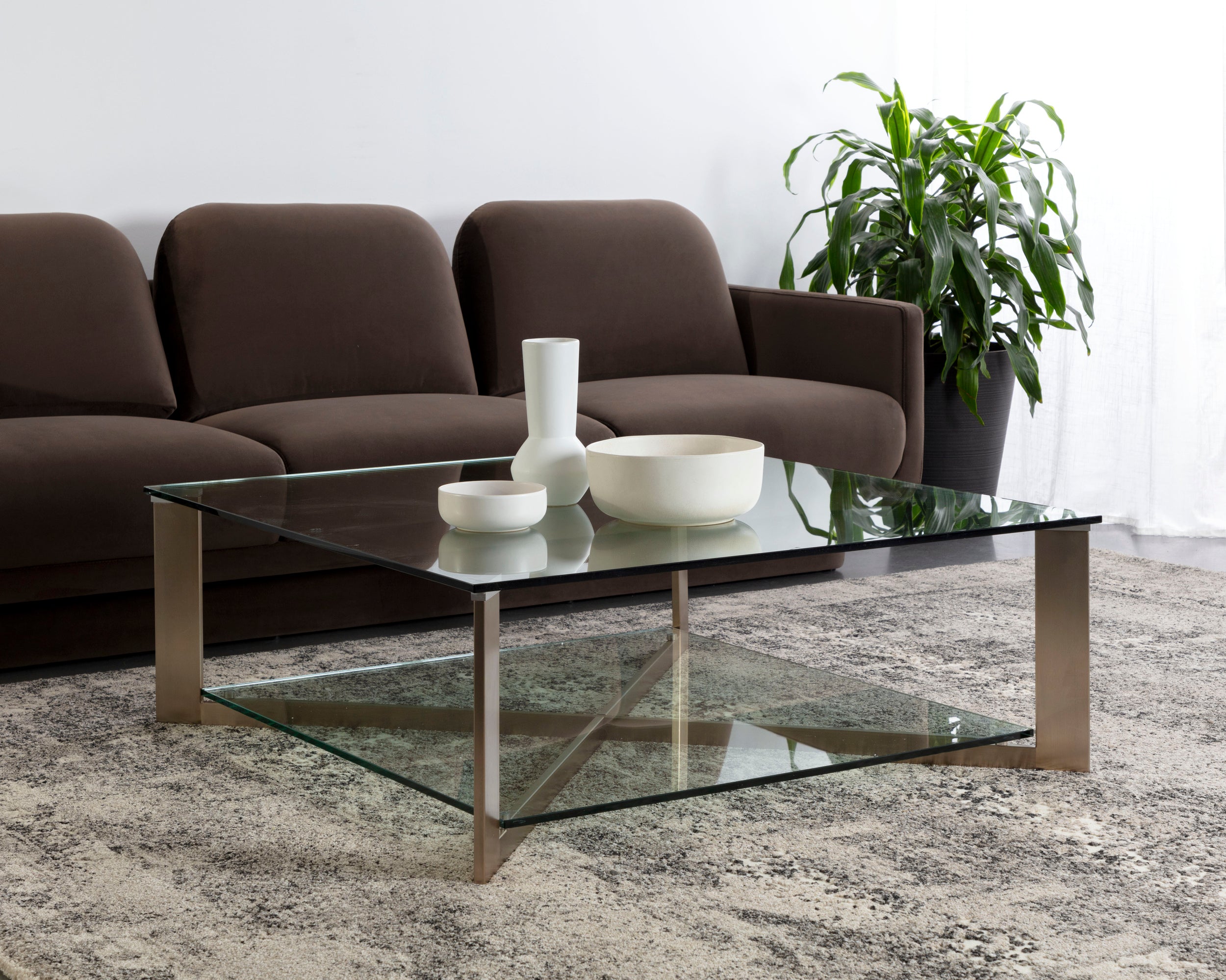 Xavier Coffee Table - Square - Antique Brass