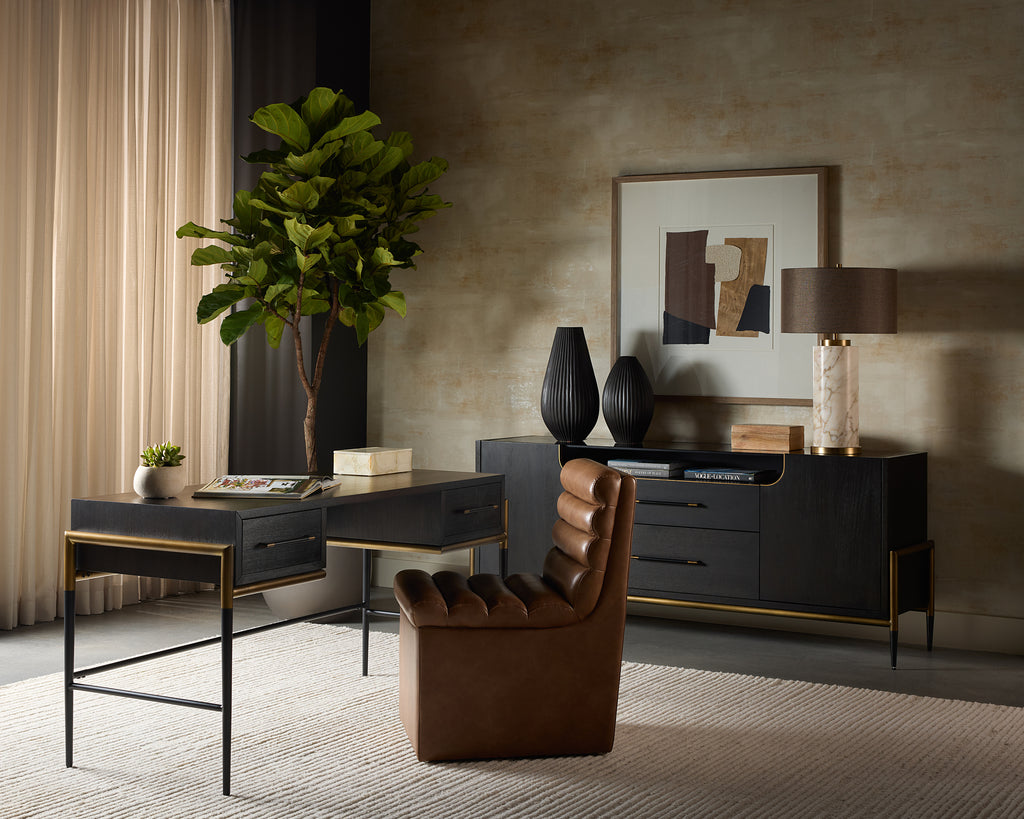 Norm Wheeled Dining Chair - Copley Cognac