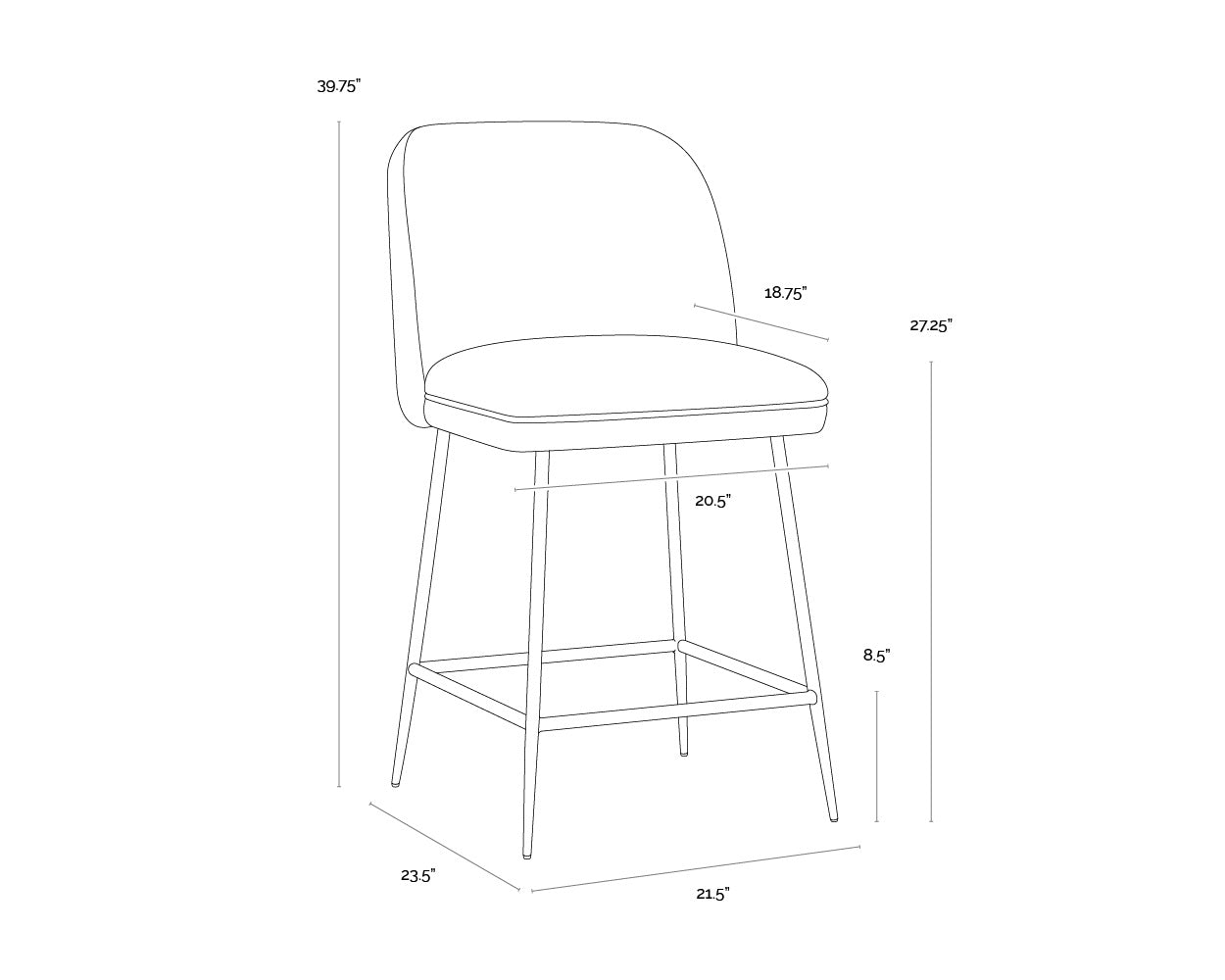 Kelty Counter Stool - Gold - Copenhagen White