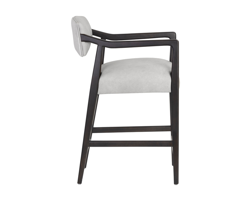 Keagan Counter Stool - Saloon Light Grey Leather