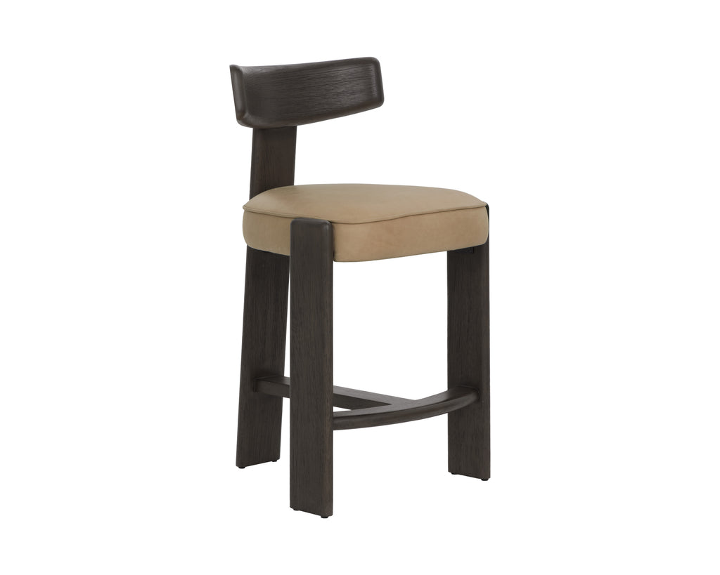 Horton Counter Stool - Dark Brown - Sahara Sand Leather