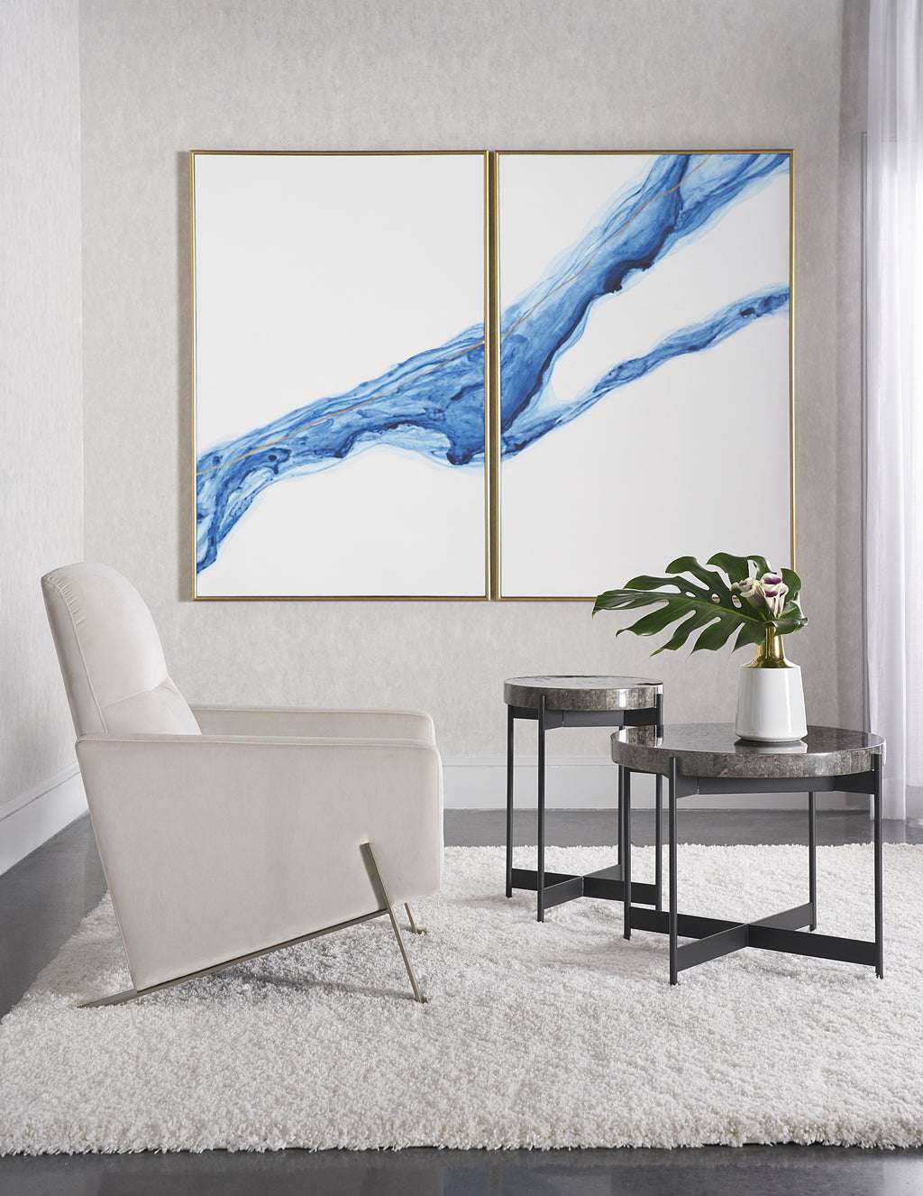 Fluidity (Set Of 2) - 40" X 60" - Gold Floater Frame