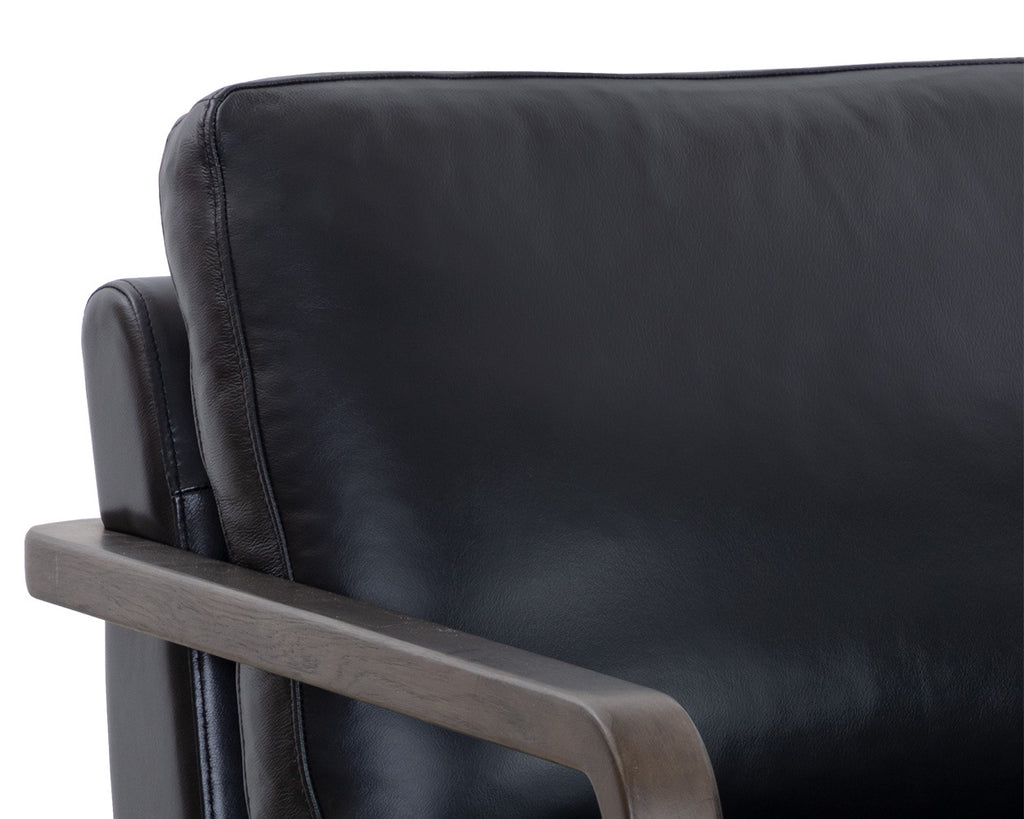 Castell Swivel Lounge Chair - Brown - Cortina Black Leather