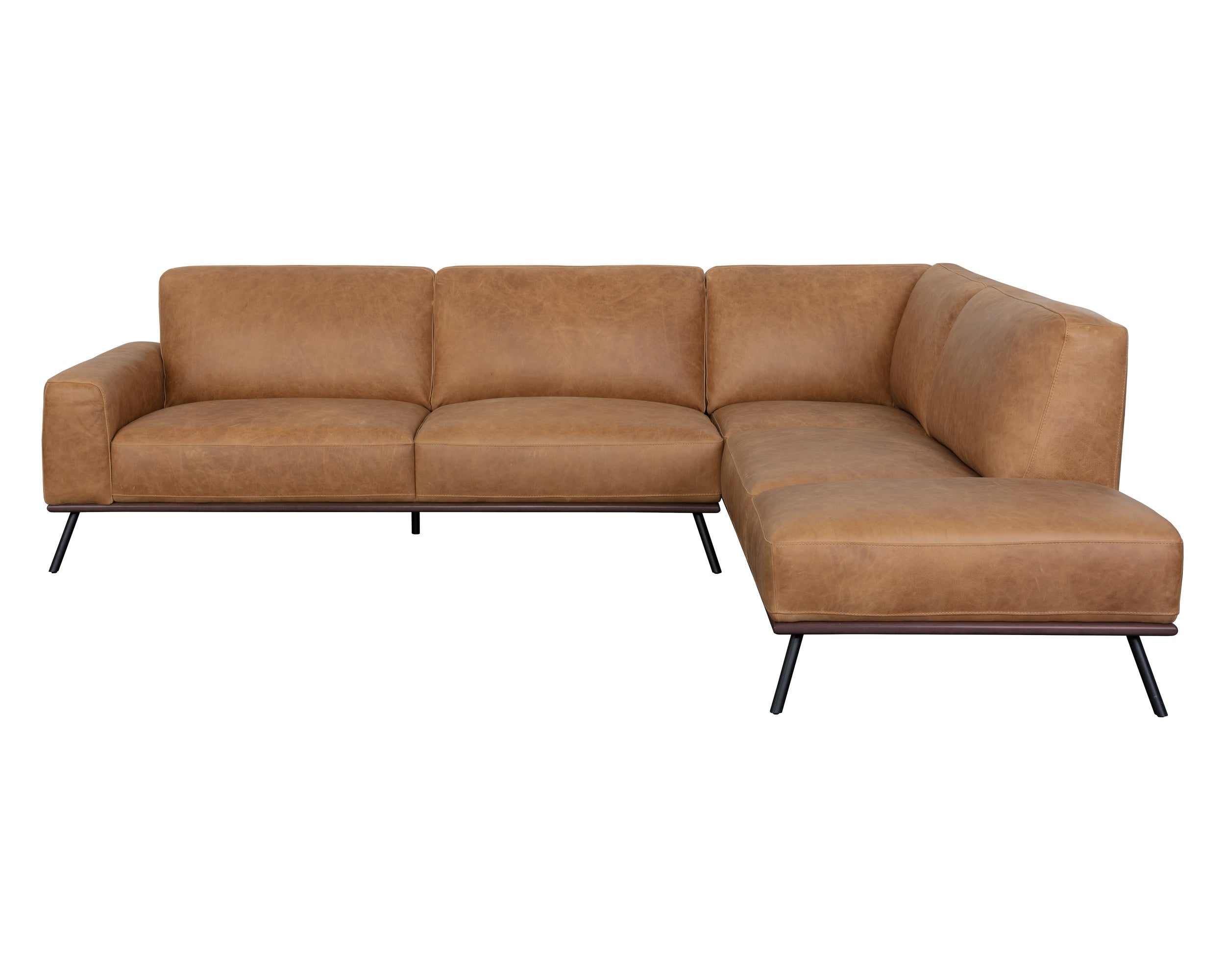 Brandi Sofa Chaise - Raf - Camel Leather