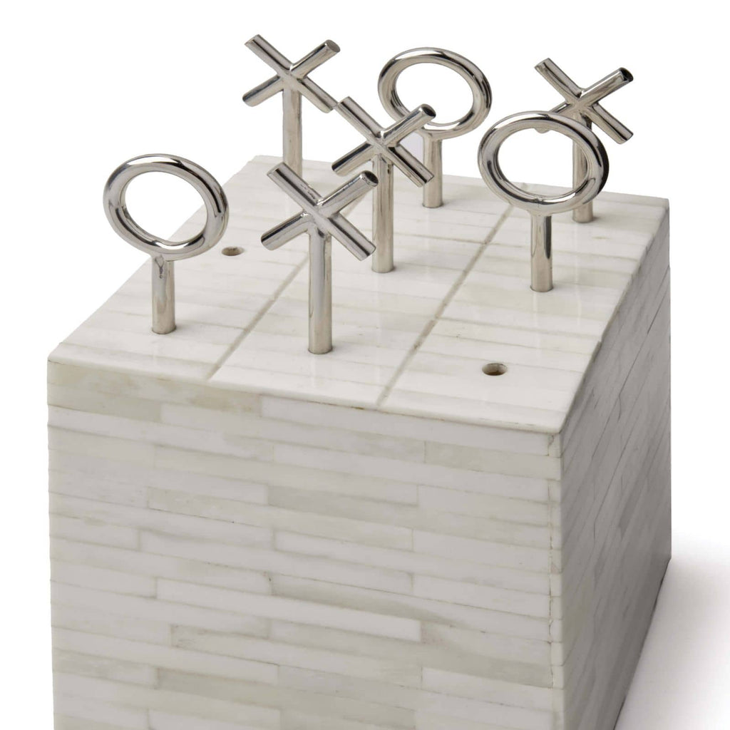 Tic Tac Toe Block | White Bone